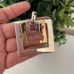 Designer RLM Studio Robert Lee Morris Sterling 925 Silver Brass Square Pendant